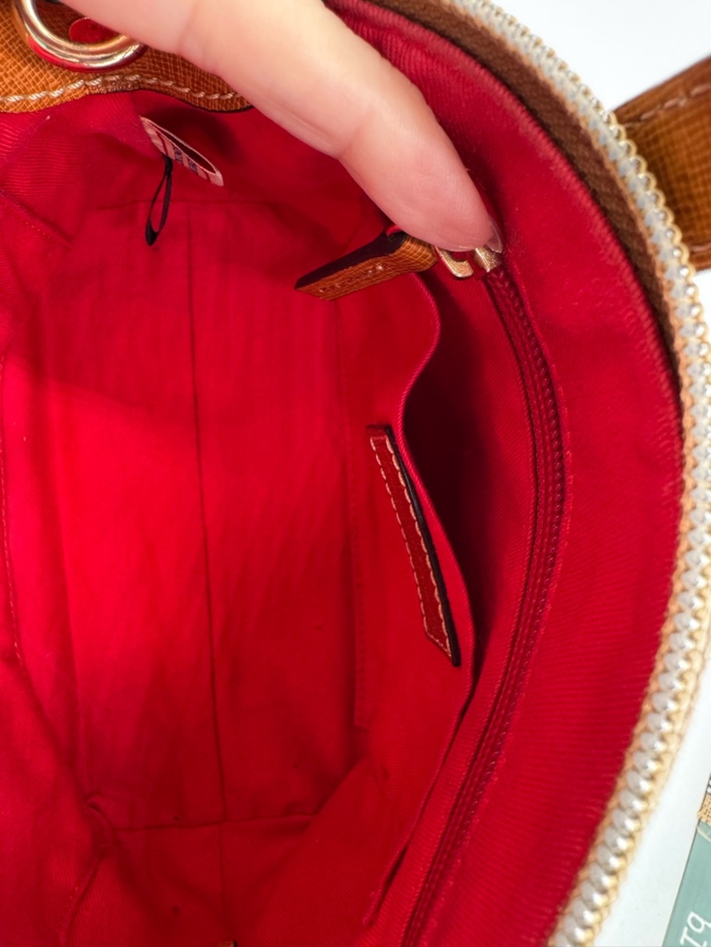 Dooney & Bourke Gretta Domed Satchel | Signature Monogram Handbag | Tan/Brown - Picture 7 of 10